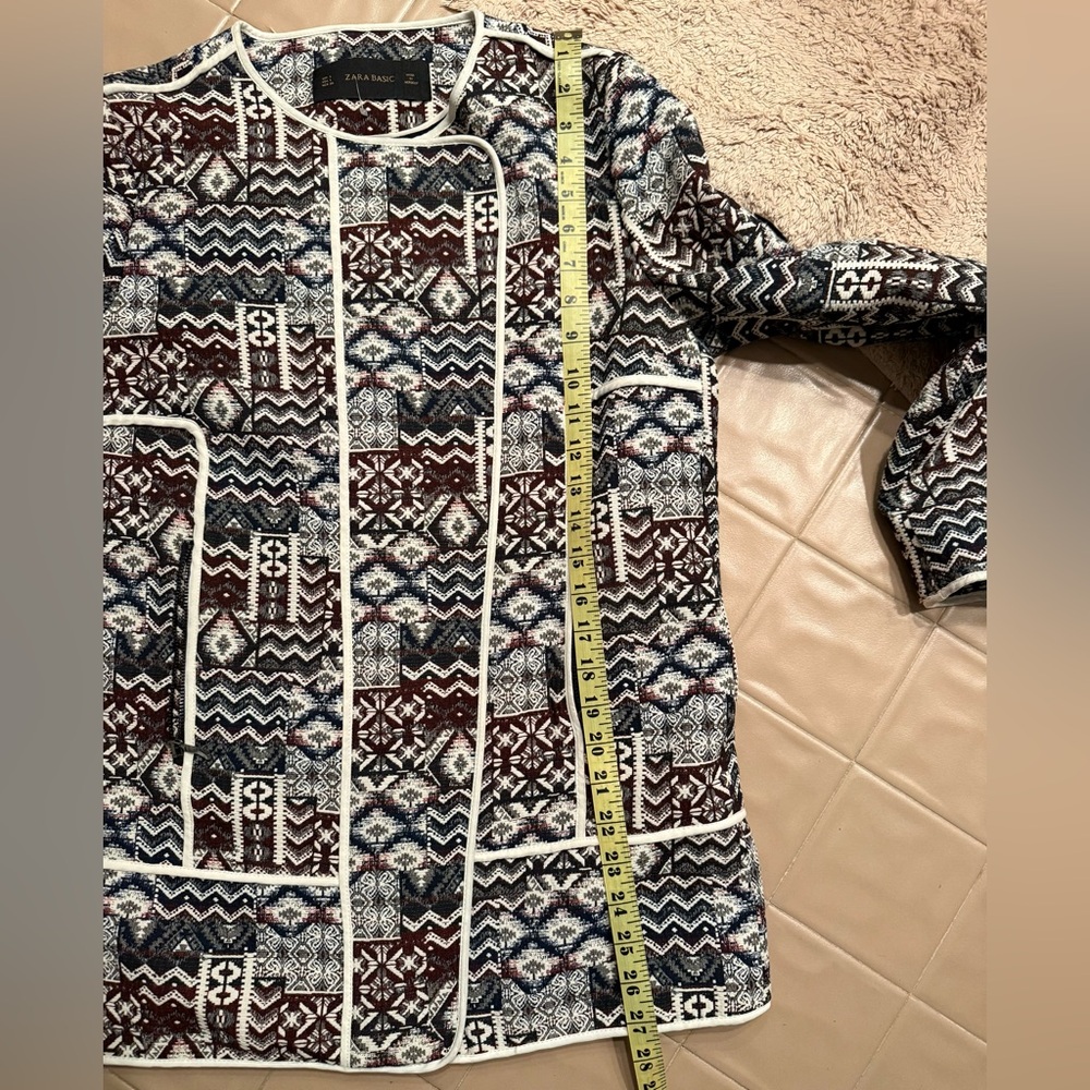 ZARA Basic Tapestry red blue white Jacket Coat Ge… - image 3